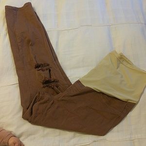 Dusty rose full panel maternity skinny pants